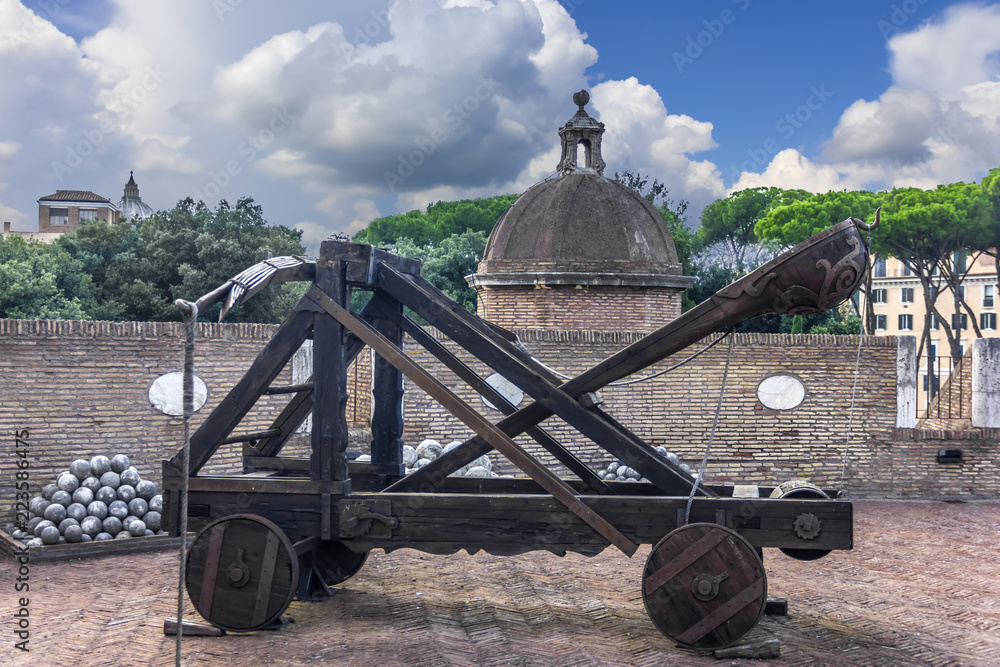 Old Roman catapult in Castel Sant'Angelo