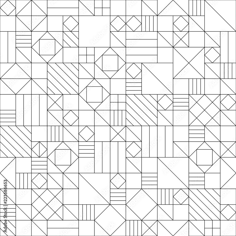 Fototapeta premium Patchwork. Page for coloring book. Abstract seamless pattern. Vector illustration.