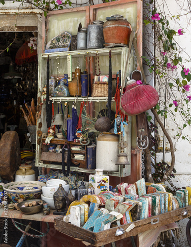 View of shop in flea market at Israel