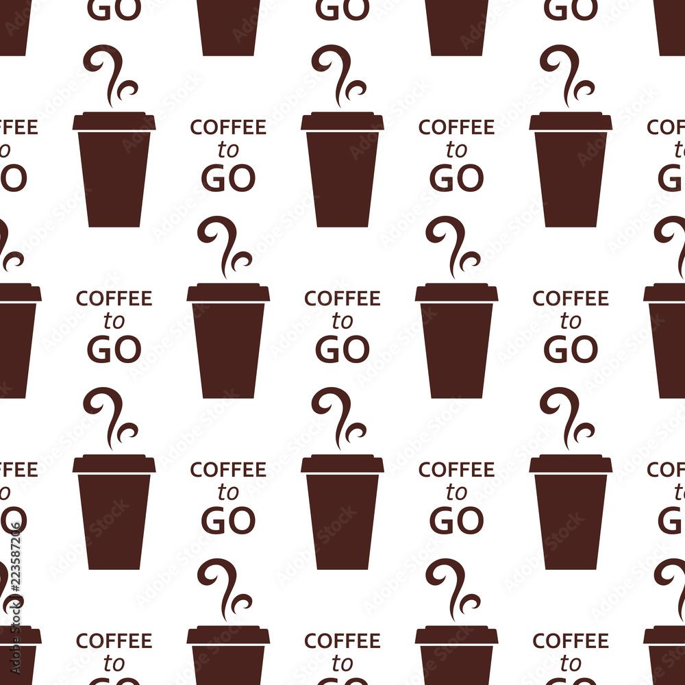 Obraz premium Coffee with you. Seamless pattern, background, backdrop. Vector illustration.