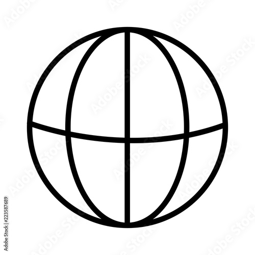Globe icon vector illustration. Linear symbol with thin outline. The thickness is edited. Minimalist style.
