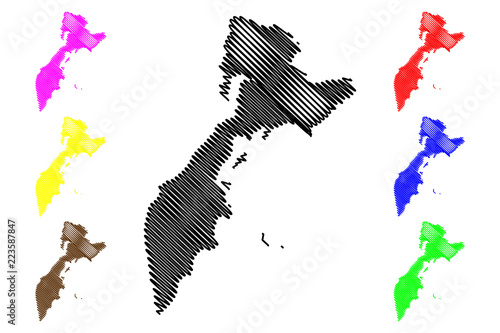 Kamchatka Krai (Russia, Subjects of the Russian Federation, Krais of Russia) map vector illustration, scribble sketch Kamchatka Krai map