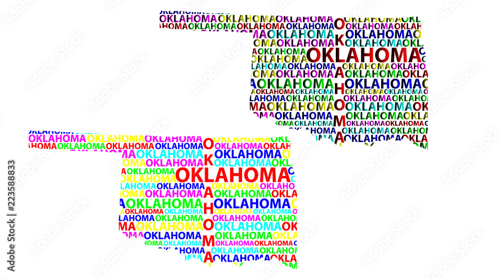 Sketch Oklahoma (United States of America) letter text map, Oklahoma