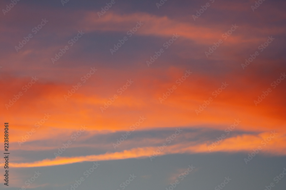 Dramatic Orange Sunset with a Blue Sky