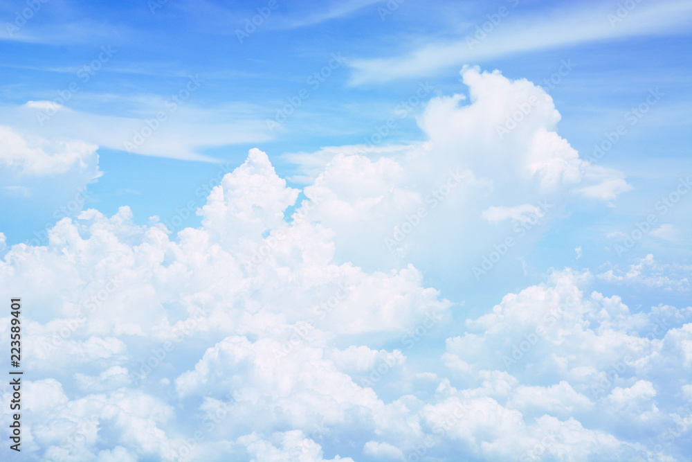 blue sky with white cloud from airplane window seat blue sky with white cloud from airplane window seat