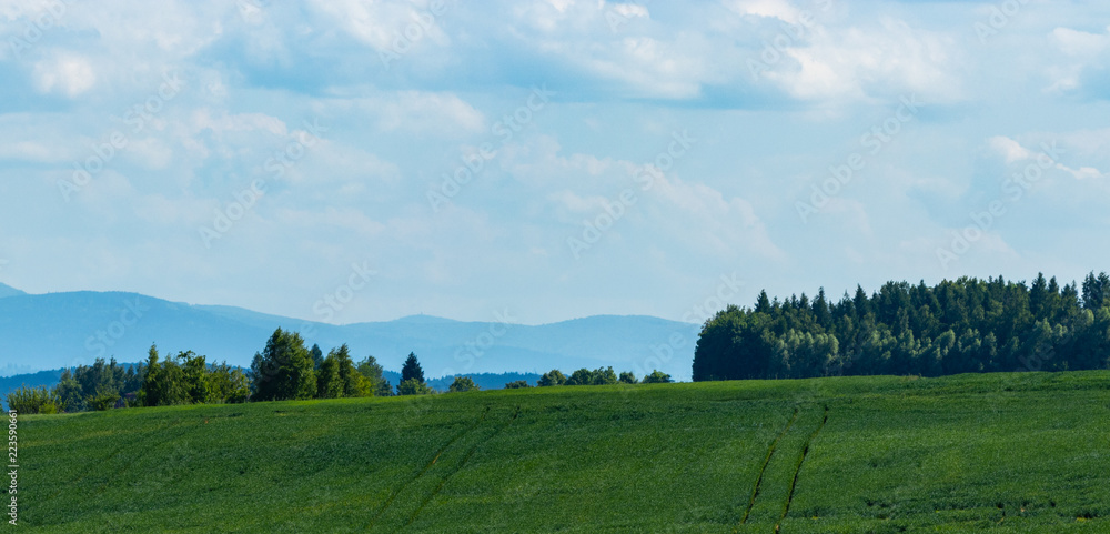 arable fields on the background of mountains in the south of Poland arable fields on the background of mountains in the south of Poland