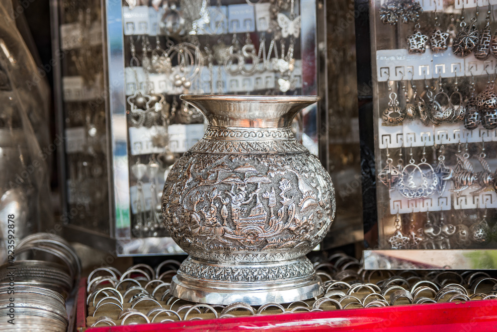 Fototapeta premium Silver souvenir market in Siem Reap, Cambodia