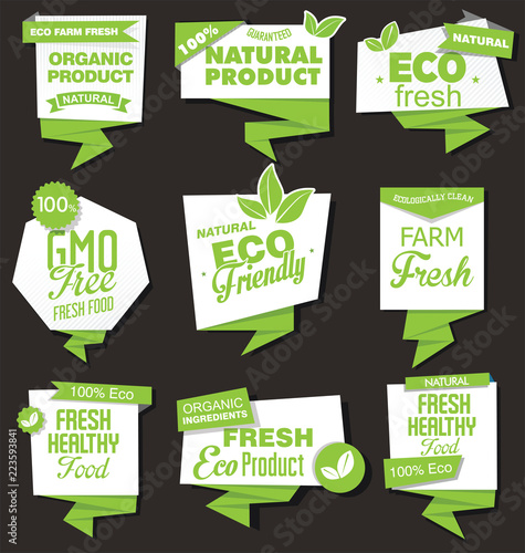 Natural organic products collection of labels