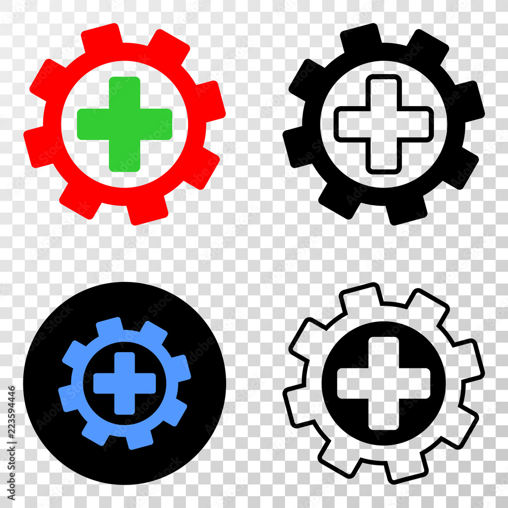 Obraz premium Medical settings EPS vector icon with contour, black and colored versions. Illustration style is flat iconic symbol on chess transparent background.