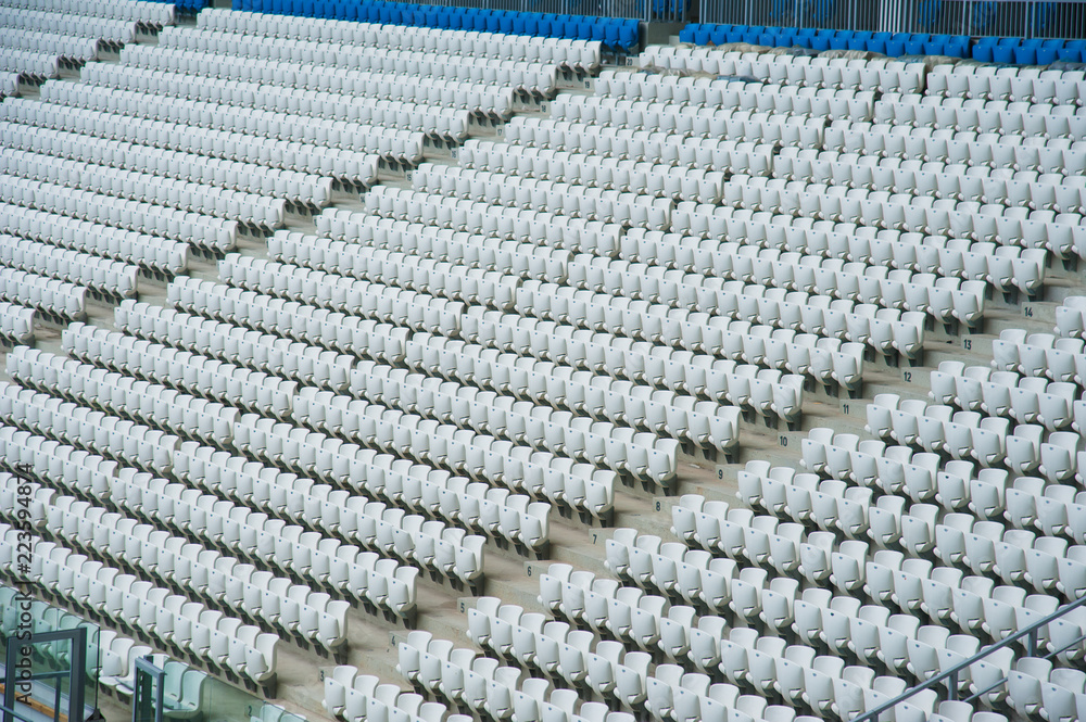 Fototapeta premium Empty white seats in stadium
