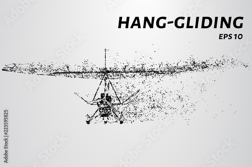 Motor hang gliding in the sky.