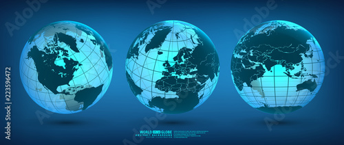 Earth globe set with continents