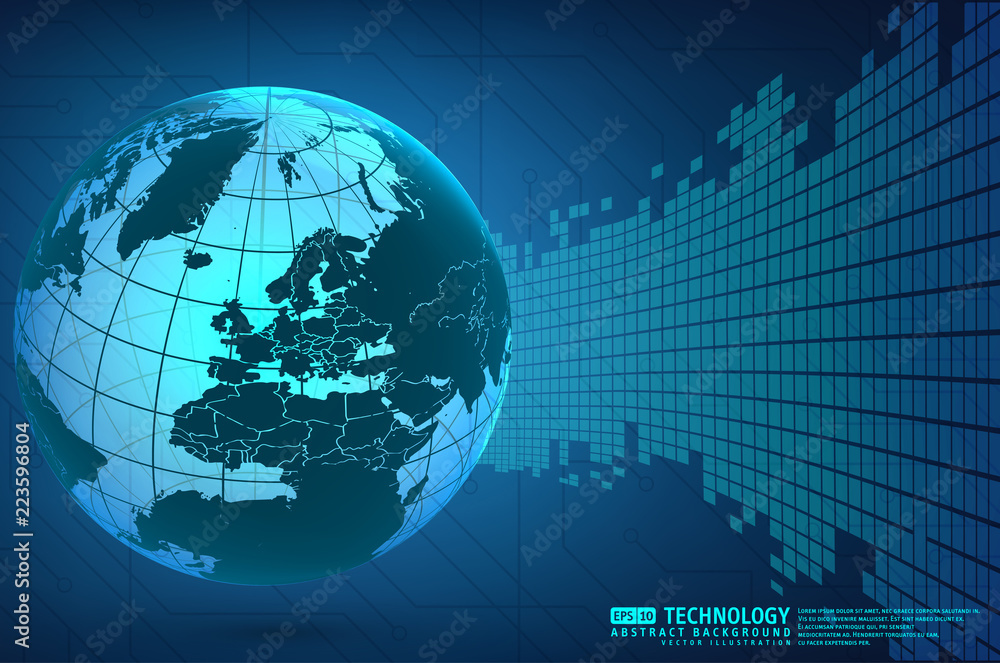 Abstract technology background with world globe Abstract technology background with world globe