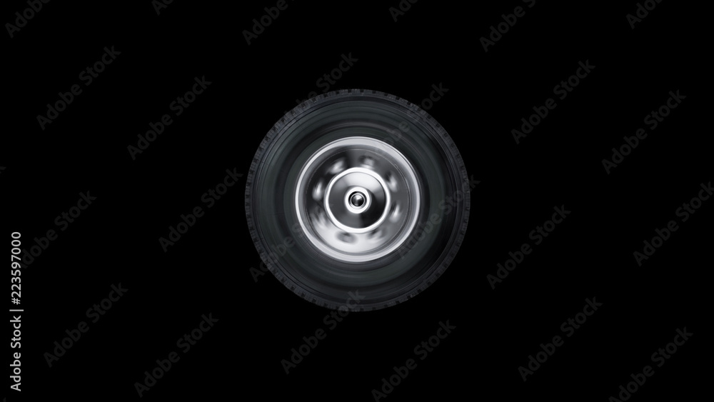 Car wheel isolated on a black background. 3D render Car wheel isolated on a black background. 3D render