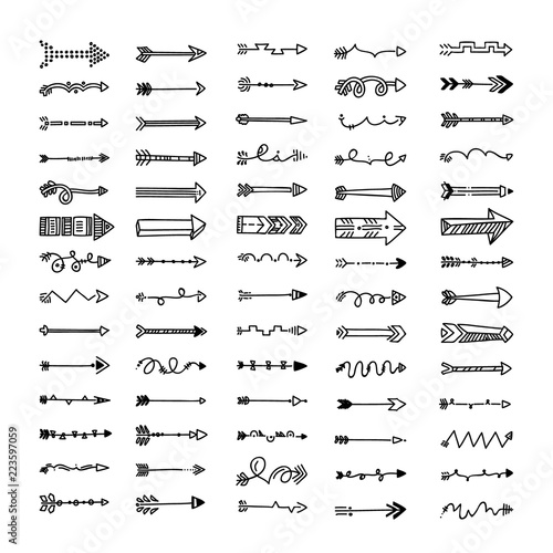 set of different arrows symbols on white background, vector illustration