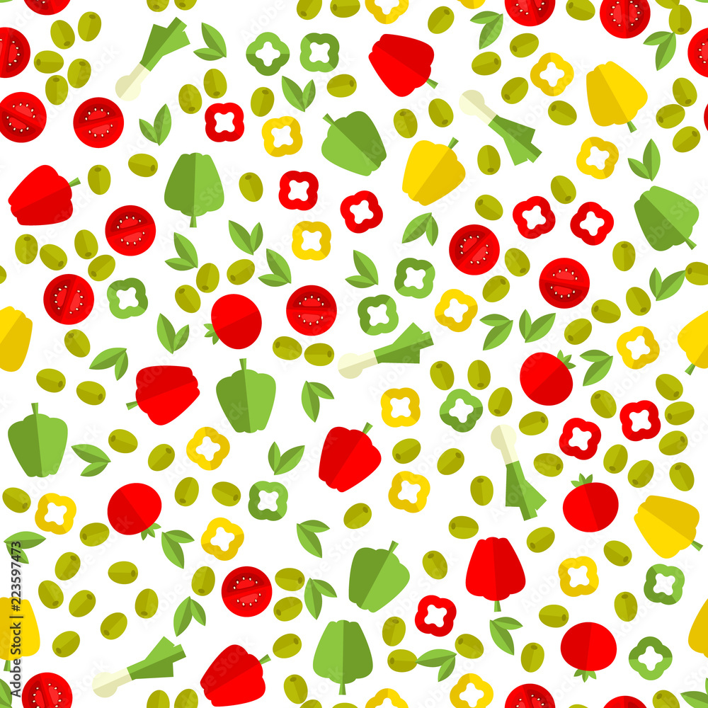 seamless pattern with collection of vegetables on white background, vector, illustration seamless pattern with collection of vegetables on white background, vector, illustration