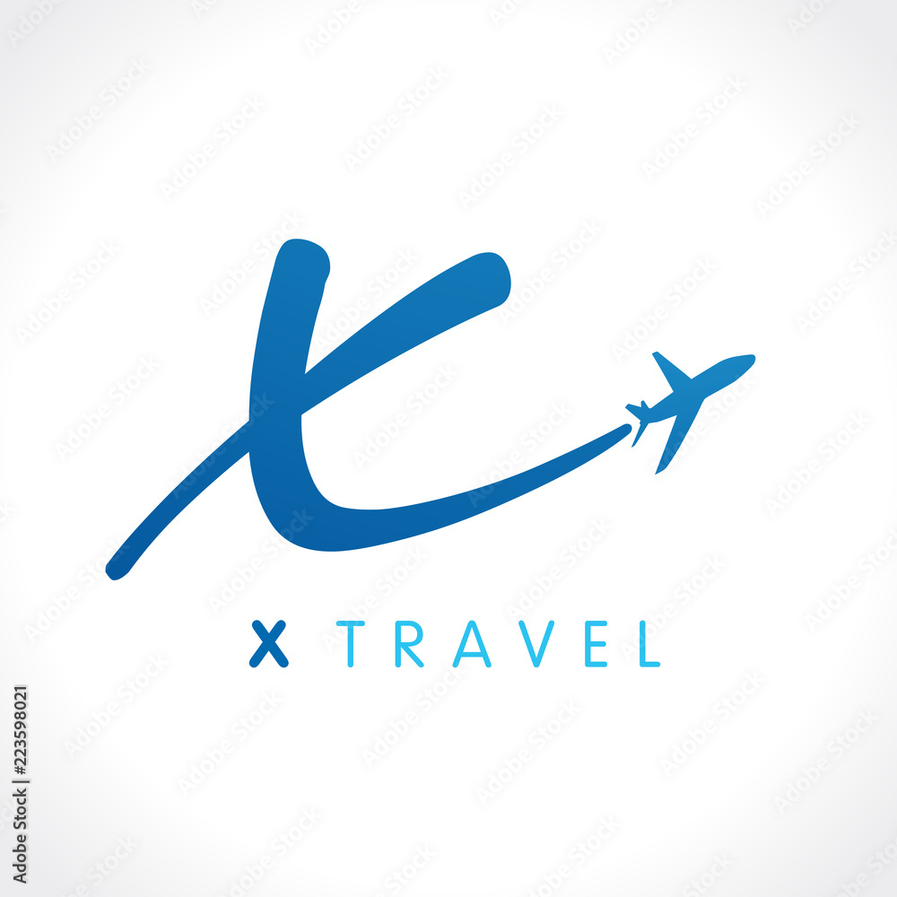 X letter fly travel company logo. Airline business travel identity ...