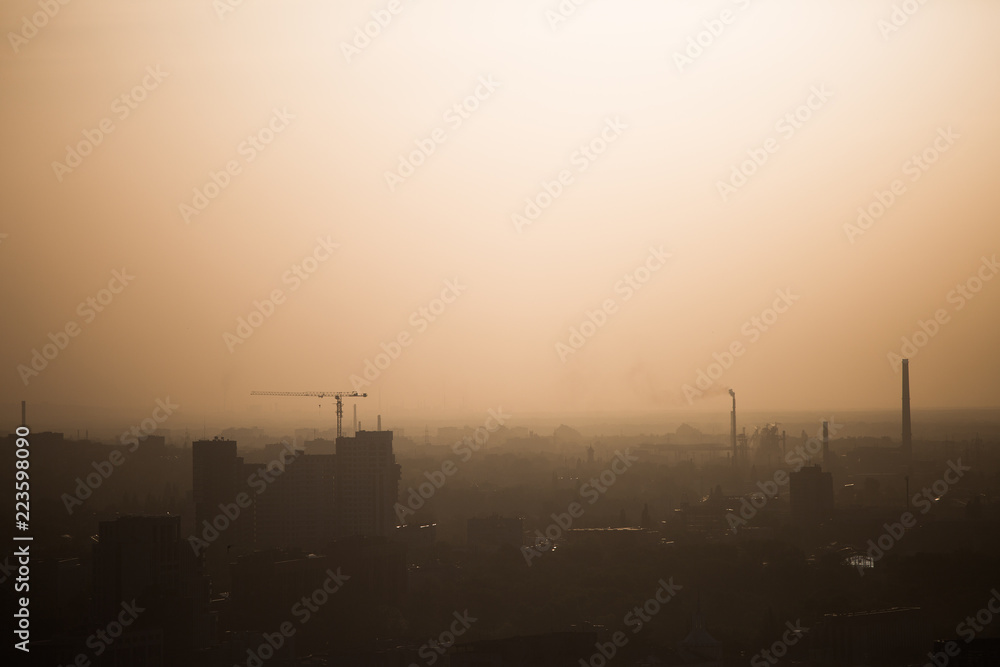 City landscape at sunset.