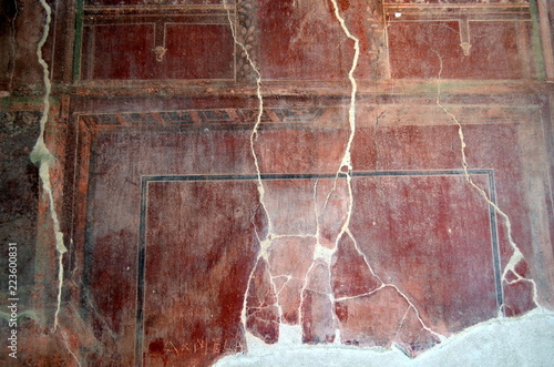 Bild auf Leinwand Rote Mauer im Herculaneum