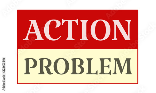 Action Problem - written on red card on white background