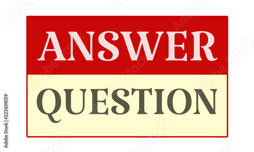 Answer Question - written on red card on white background