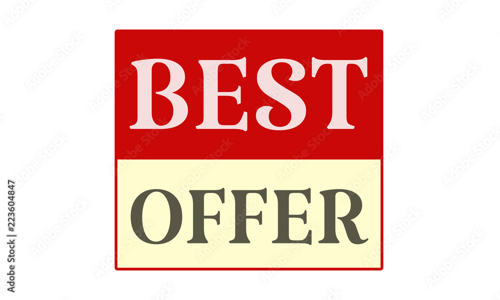 Best Offer - written on red card on white background Best Offer - written on red card on white background