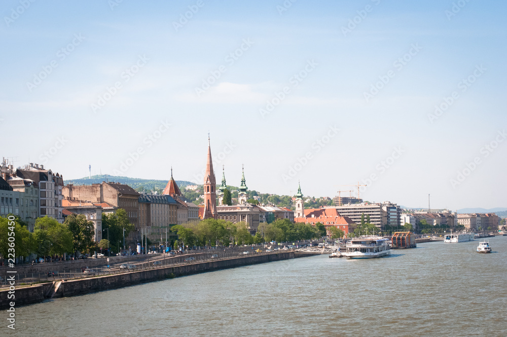 View on Buda and river Donau from the Chain bridge in Budapest, Hungary . View on Buda and river Donau from the Chain bridge in Budapest, Hungary .