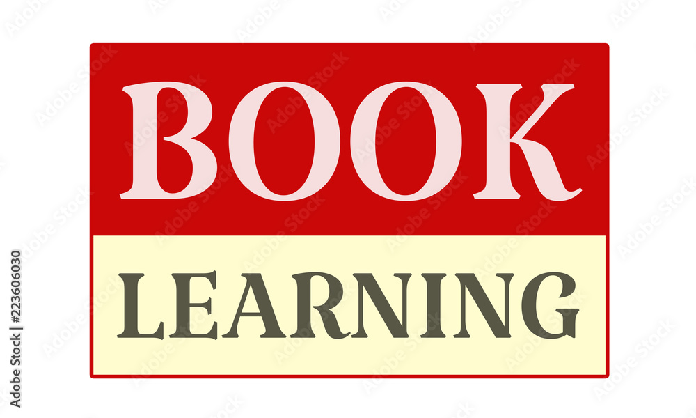 book learning - written on red card on white background book learning - written on red card on white background