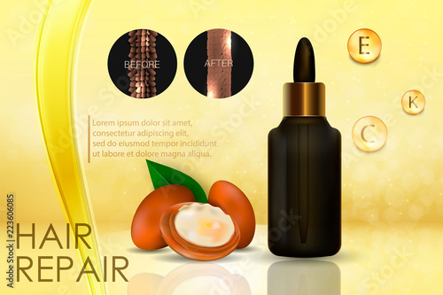 Argan oil for hair care. Vector