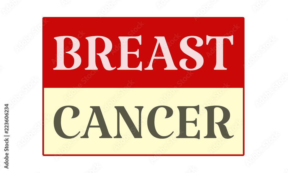 Breast Cancer - written on red card on white background Breast Cancer - written on red card on white background