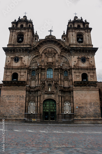 Facade of the Temple of the Company of Jesus in front of the main square of Cusco, Peru