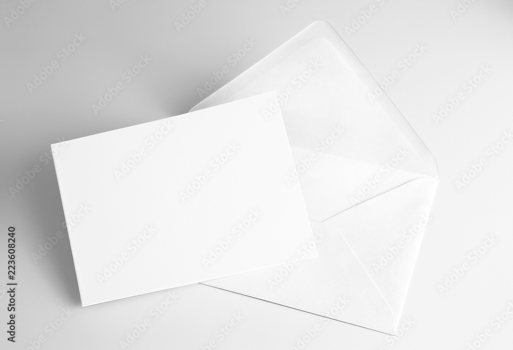 Blank folded white card and envelope Blank folded white card and envelope