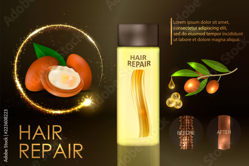Argan oil for hair care. Vector
