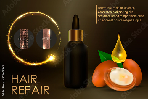 Argan oil for hair care. Vector