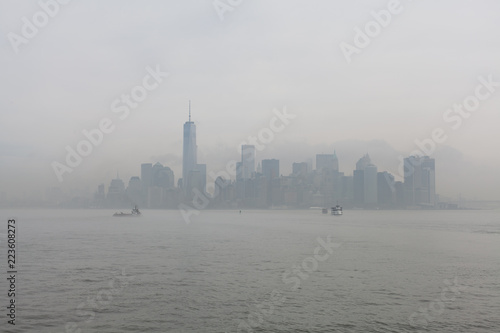 Smoggy New York City Skyline 