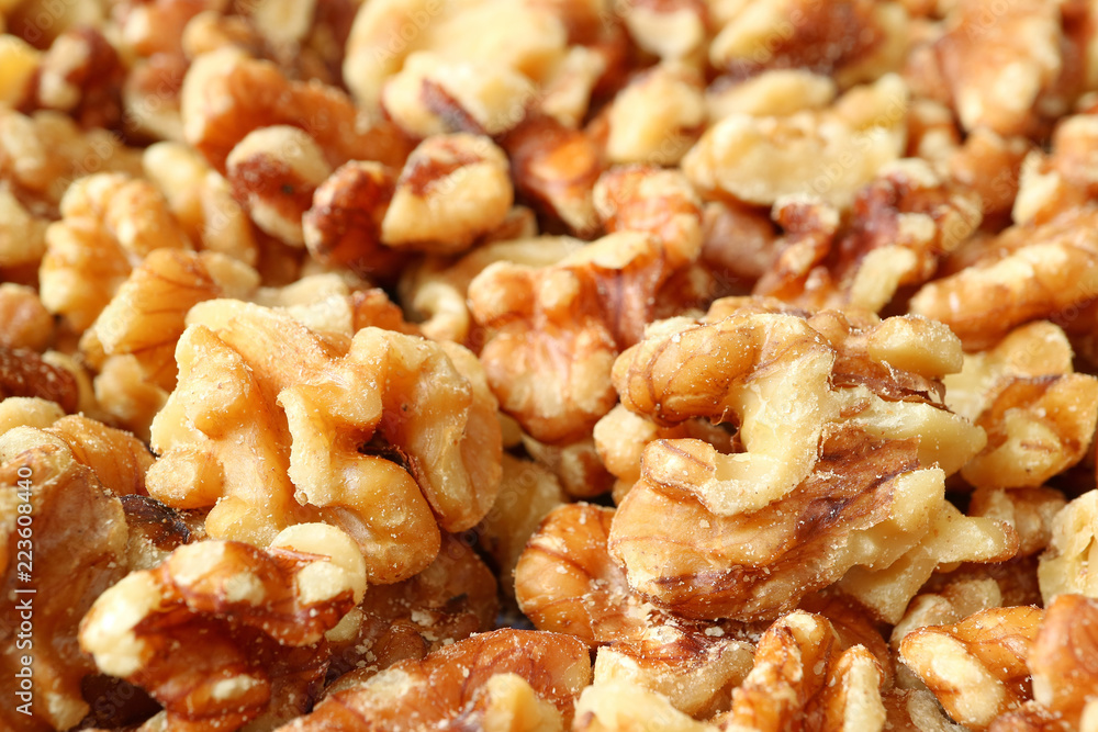 Closed Up Heap of Walnut Kernels for Nut Texture, Background, Banner Closed Up Heap of Walnut Kernels for Nut Texture, Background, Banner