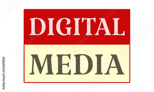 Digital Media - written on red card on white background