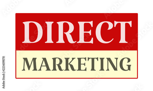 Direct Marketing - written on red card on white background