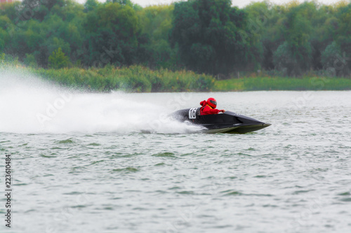 Motor speed boat on racing
