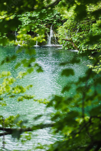 plitvice lakes waterfalls in deep forest