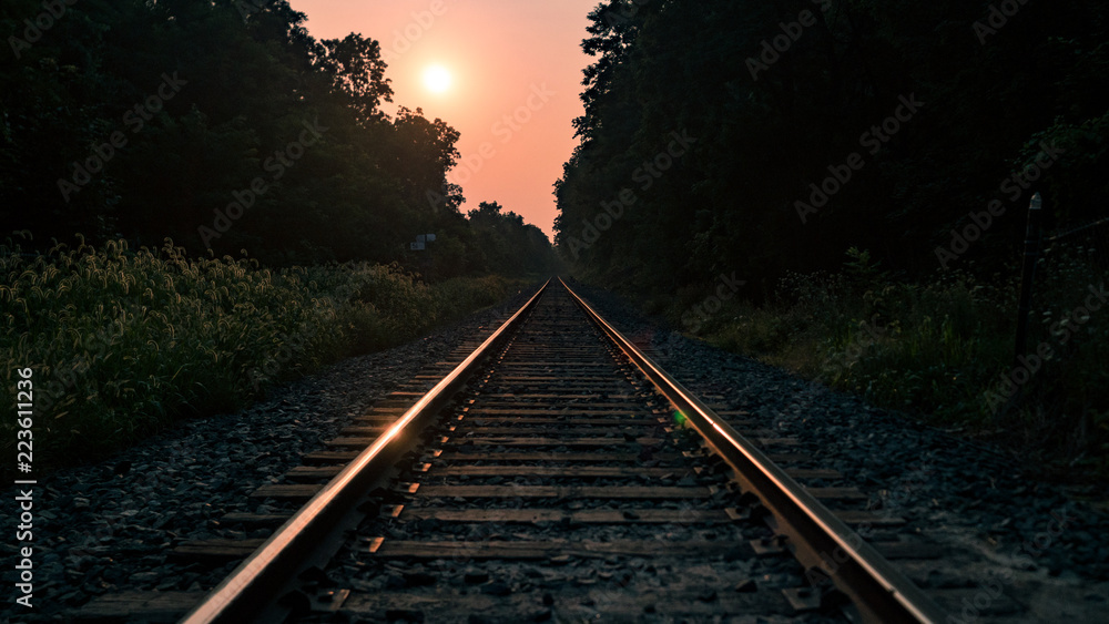 Fototapeta premium railway in sunrise