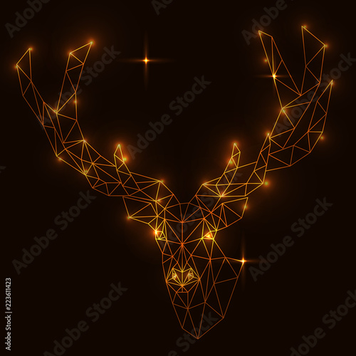 Abstract deer head, golden
