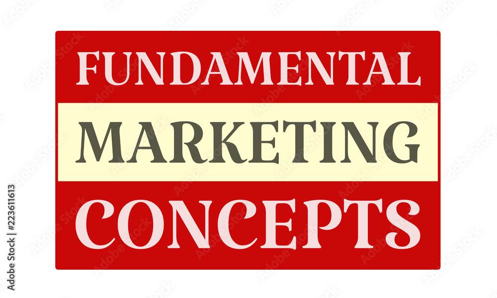 Fundamental Marketing Concepts - written on red card on white background