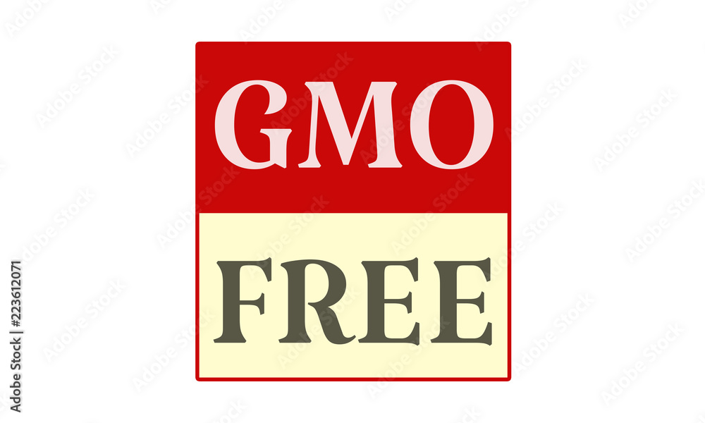 Gmo Free - written on red card on white background Gmo Free - written on red card on white background