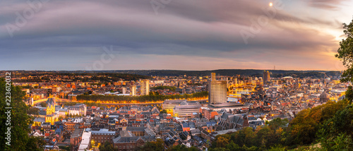 Panorama on the city of Liège at the end of the golden hour. photo