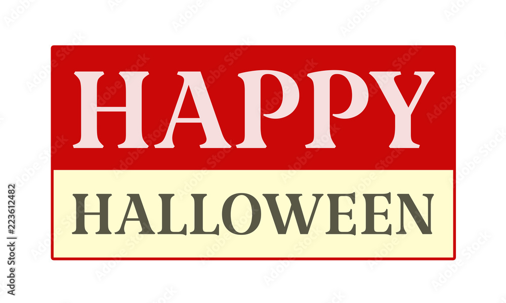 Happy Halloween - written on red card on white background