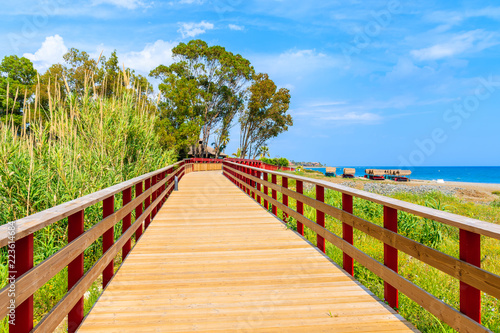 Footbridge and walking path to beach near Estepona town on Costa del Sol  Spain