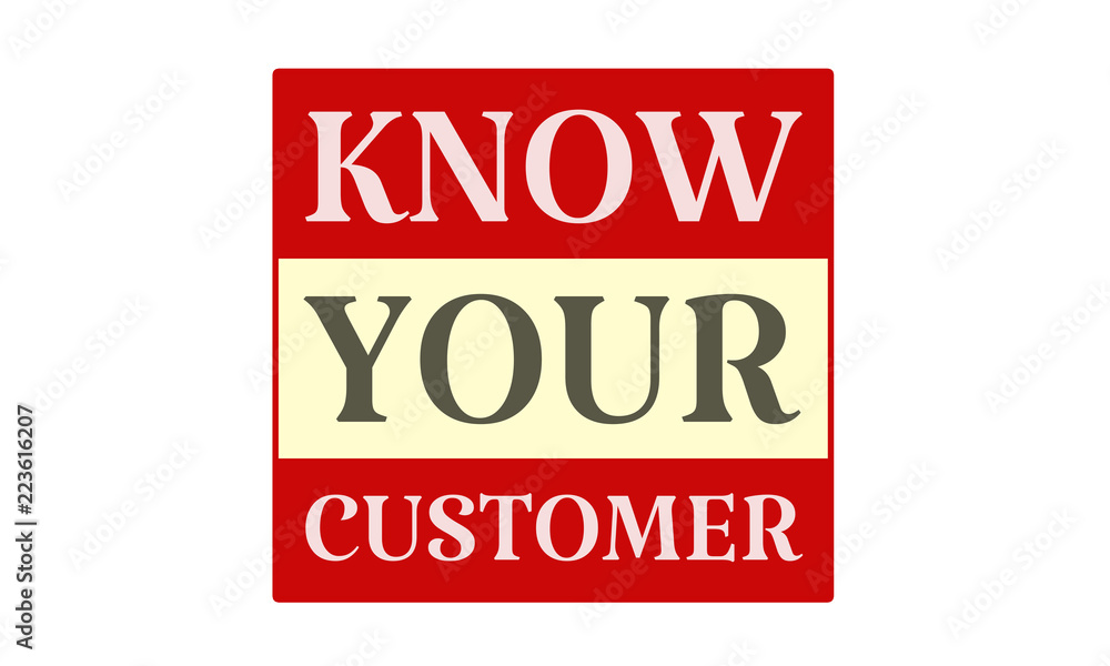 Know Your Customer - written on red card on white background Know Your Customer - written on red card on white background