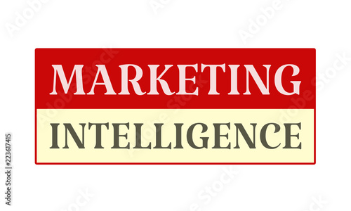 Marketing Intelligence - written on red card on white background