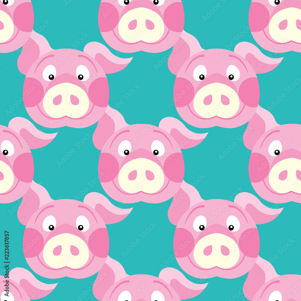 cute piggy art background design for fabric and decor